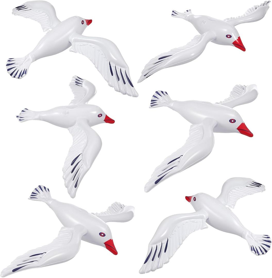 UPKOCH 6pcs Inflatable Seagull Decoration - Large Flying Bird Beach Pool Balloon, Summer Blow Up Sea Float Toys Ornaments for Birthday,Baby Shower, Luau, Hawaiian Party
