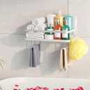 ShellKingdom Over The Toilet Storage Shelf, Toilet Paper Holder Stand Shelves, Punch-Free Bathroom Storage Rack with 2 Hooks, Small Space Organizers for Bathroom, Home, Countertop, White