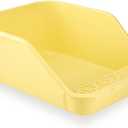 SpaceTime Large Cat Litter Box with High Sides,Cat Boxes for Indoor Cats,Cat Litter Pan for Kitty,Litter Box with Low Entry,Easy to Clean,Anti-Splashing(Yellow)
