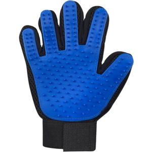 2 x Silicone Pet Grooming Glove 5-Finger Deshedding & Massage Mitt for Dogs & Cats Wet & Dry Hair Removal Glove with Adjustable Strap (Right Hand), Blue