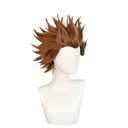 JoneTing Brown Spiky Wig+Hair Cap Short Brown Spiky Wig with Bangs Mens Short Browny Curly Wigs with Bangs for Cosplay Costume Outfit for Halloween Themed Party