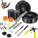Fit for Crown PTH50 Pallet Jack/Truck Full Wheel Replacement Kit, Pair Steering Wheels 7" x 2", Pair Front Load Roller 2.76"x 3.74", with Pre-Installed Bearings, Axles, PU Tread, Pins, Entry Roller