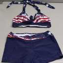 Century Star Women Two Piece Swimsuit Athletic Bathing Suits for Women Ruffled Tummy Control High Waisted Swimsuits (10-12, C American Flag Print)