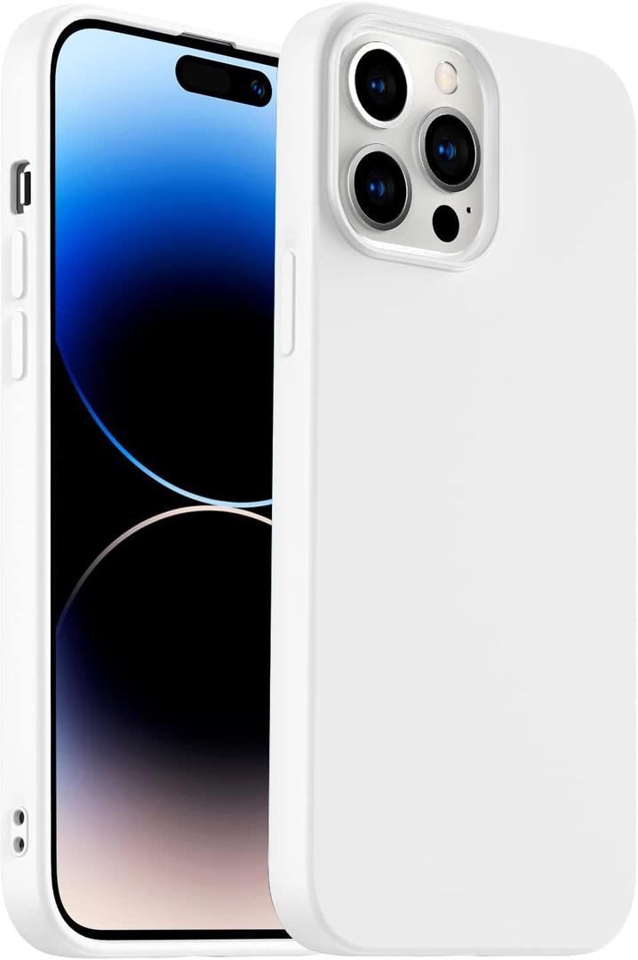 Designed for iPhone 14 Pro Max Case, Silicone Ultra Slim Shockproof Phone Case with Soft Anti-Scratch Microfiber Lining, [Enhanced Camera Protection] 6.7 inch (White)