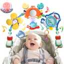 Musical Baby Stroller Arch, Travel Car Seat Toys, Baby Play Arch Crib Accessory, Mobile for Bassinet, Pram Activity Arch Bar for Babies Infants (Crab)