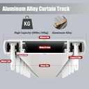 Double Curtain Track Ceiling Mounted Aluminum Silent Rails System White 3m(9.8ft)
