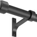 Black Curtain Rods for Windows 28 to 48", 1-Inch Blackout Curtain Rods with Aluminum Brackets and End Cap Finials, Adjustable Drapery Rods for Sliding Glass Door/Bedroom/Kitchen/Living Room Etc.
