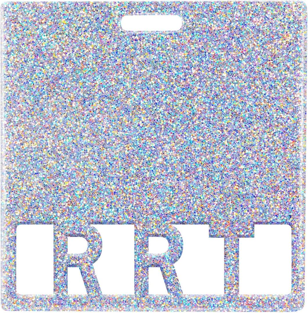 Plifal RRT Badge Buddy Card Holder - Rapid Response Team Glitter Sliver Nurse Nursing Accessories Horizontal ID Name Identification Tags for Hospital Medical Student Work