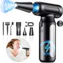 Electric Compressed Air Duster - 32,0000 RPM Rechargeable Cordless Air Blower for PC, Computer Keyboard Cleaning Kit - Mini Battery Powered Air Duster for Electronics, Car, Home - Replaces Air Cans