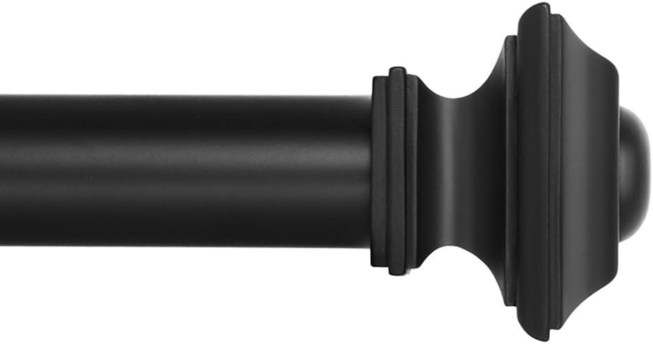 Ivilon Drapery Treatment Window Curtain Rod - Square Design 1 1/8 Rod. 48 to 86 Inch. Black