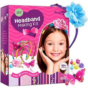 Pretty Me Headband Making Kit for Girls - Arts & Crafts Gift - Make Your Own Fashion Headbands for Kids - DIY Hair Accessories Set - Gift for Ages 5-12 Year Old Girl - Little Kids Art & Craft Gifts