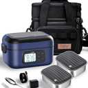 XL Cordless Electric Heated Lunch Box for Adults, Battery-Powered,2 x 6.3-Cup Capacity, Rechargeable Portable Self-Heating Food Warmer for Work Travel Car