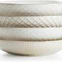 getstar Pasta Bowls, Large Salad Serving Bowls (7.6 inch & 22 oz), Ceramic Bowl Plates Set of 4, Farmhouse Embossments, Microwave and Dishwasher Safe
