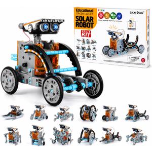 Lucky Doug Solar Power Robot Building Kits Toys for Boys Girls Ages 8-13, STEM Kit Gifts for Kids 8 9 10 11 12 13 Years, DIY Educational Science Building Robotic Set Gifts for Teenagers (Grey)