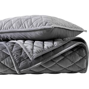 Vera Wang - King Quilt Set, Luxurious Velvet Bedding with Matching Shams, Lightweight Bedding Set (Diamond Velvet Charcoal Grey, King)