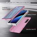 FABSPARK Case for Samsung Galaxy Z Fold 6 Built-in Screen Protector,Hinge Protection,Sparkly Bling Glitter Crystal Clear Transparent Slim Fit Acrylic Hard PC for Samsung Z Fold 6 Case,Glitter Pink
