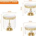 6Pcs Gold Cake Stands with Crystals, Mirror Metal Elevated Cake Display Gold Dessert Stands for Party, Wedding Reception(Mirror Golden)