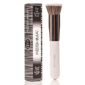 Keshima Foundation Brush Flat Top Kabuki - Premium Foundation Brush for Liquid Makeup, Cream, and Powder - Buffing, Blending, and Face (Regular Size, White)