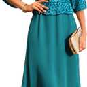 GRACE KARIN Mother of Bride Dresses 2025, 3/4 Sleeve Sequin Dress Maxi, Elegant Wedding Guest Dress Formal Cocktail (Large, Teal Blue)