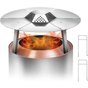 Wanchao Heat Deflector for Solo Stove Bonfire 19.5", for Fire Pit Captures WarmthMagnifies The Heat Radius, for Solo Stove Accessories, 304 Stainless Steel with Carrying Handle & 3 Legs Accessory.