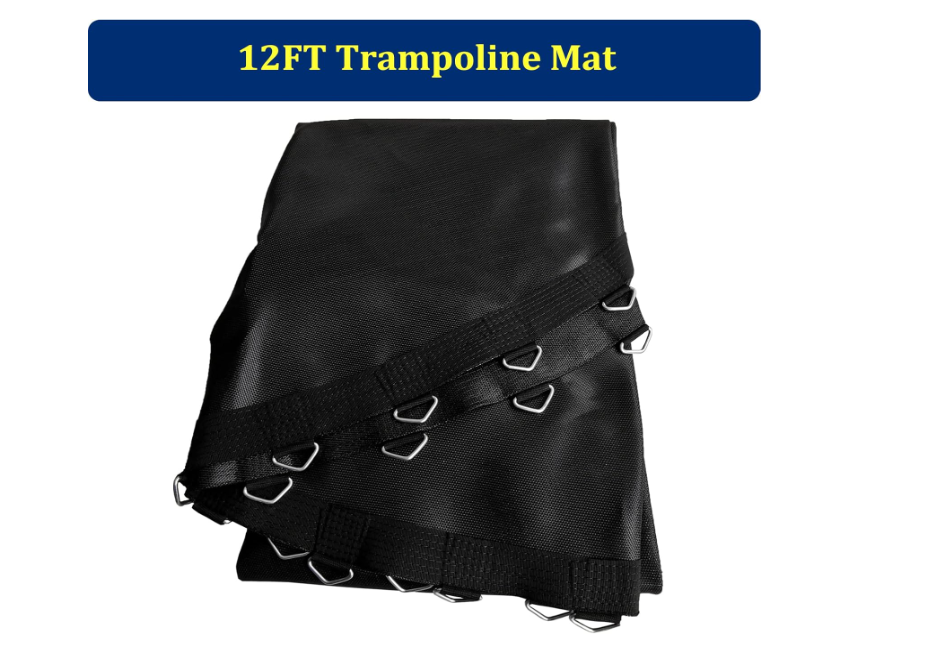 Trampoline Mat 12ft, Fit 12 Foot Diameter Trampoline Frame, Replacement Mat with 10 Rows of Stitching, Pull Hook and Gloves