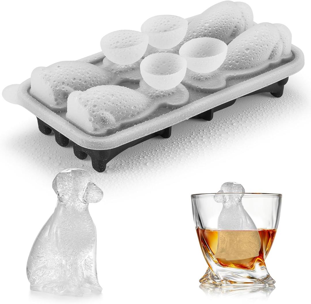 Golden Retriever Dog Ice Cube Mold, 4 Hole Fun Shapes Large Golden Retriever Dog Ice Cube Tray for Whiskey,Cocktail,Bourbon, Cute Novelty Golden Retriever Gifts for Women, BPA Free