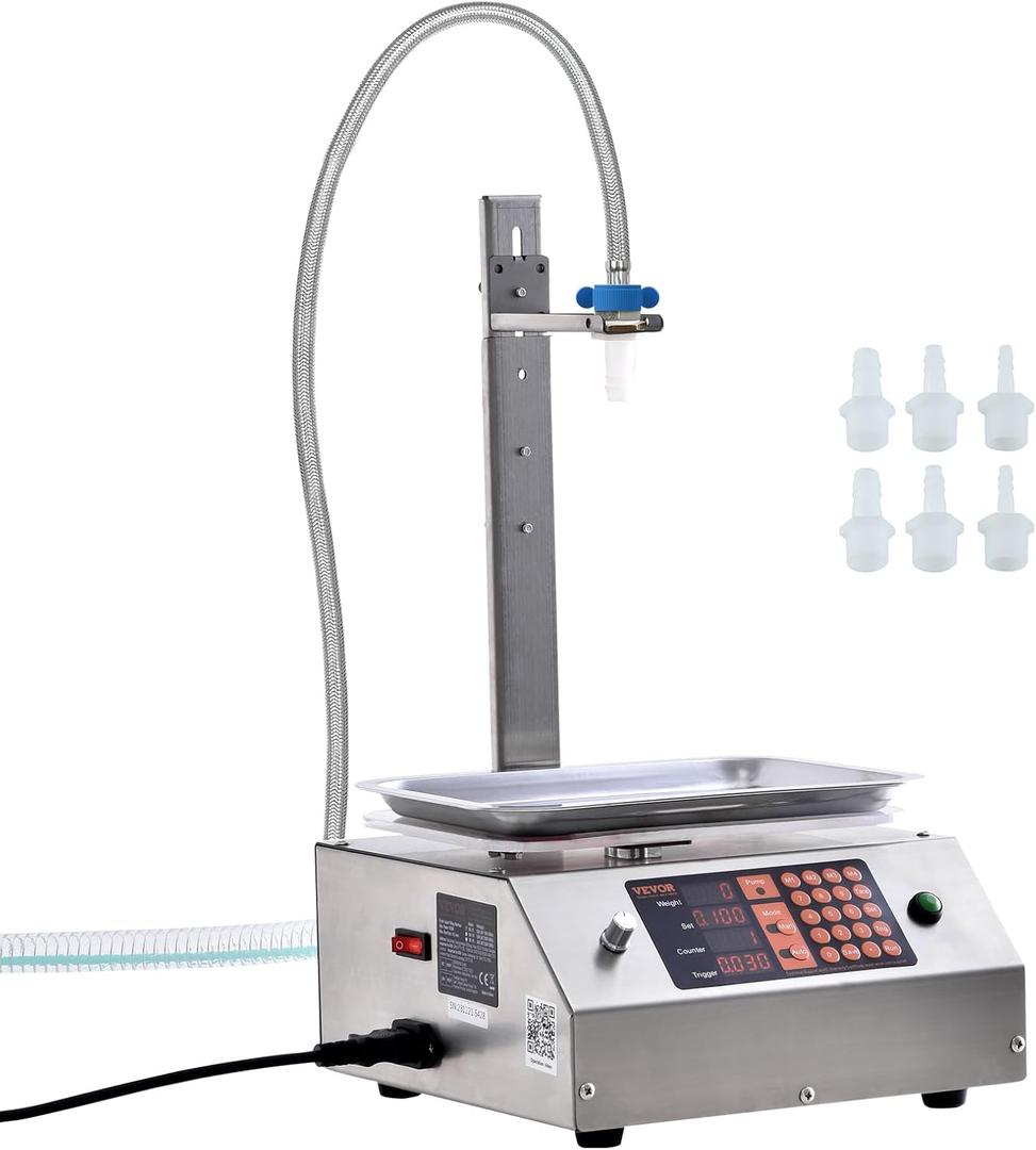 VEVOR Paste Liquid Filling Machine 30-15000g, 17L/min Large Flow Rate, Automatic Bottle Filling Machine for Oil, Detergent, Shampoo, Yogurt, Drink, Glue, Medium-low Viscous Liquids (Silver)