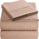 King Sheet Set - 4-Piece Striped Deep Pocket King Bed Sheets - Ultra-Soft & Wrinkle-Free King Size Bedding - Cooling Microfiber King Bed Sheet Set with 1 Fitted Sheet, 1 Flat Sheet, 2 Pillowcases