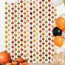 Fall Decor 4Pack Red Gold Orange Maple Leaves, Autumn Harvest Photo Booth Props Backdrop Streamers, 3.3 X 6.6 ft Thanksgiving Decorations Metallic Foil Fringe Curtains Fall Party Supplies