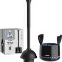 MR.SIGA Toilet Plunger with Holder, Heavy Duty Toilet Plunger and Holder Combo for Bathroom Cleaning, Black