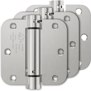 Luxbaro 3 Pack Spring Hinges Self Closing 3.5 Inch, Self Closing Door Hinges with 5/8'' Radius Corners, Adjustable Tension for Garage, Front and Back Doors, Left and Right Hand, UL Listed