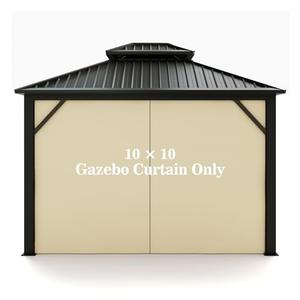 Gazebo Universal Replacement Privacy Curtain – Hugline 10' x 10' Gazebo Side Wall Outdoor Privacy Panel with Zipper (Beige)