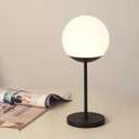 WEILAILUX Cordless Table Lamp with Globe Shade, Rechargeable Dimmable Bedside Light, Shower Lamp Waterproof, Touch Control, 8-72 Hours Runtime, 2700K Warm White for Indoor Outdoor (Black, Mini)