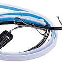 2Pcs Car LED Strip Lights,Multicolor DRL Headlight Surface Strip Tube,Exterior Hood Daytime Running Light Amber Switchback Sequential Turn Signal (45cm/17.7in)