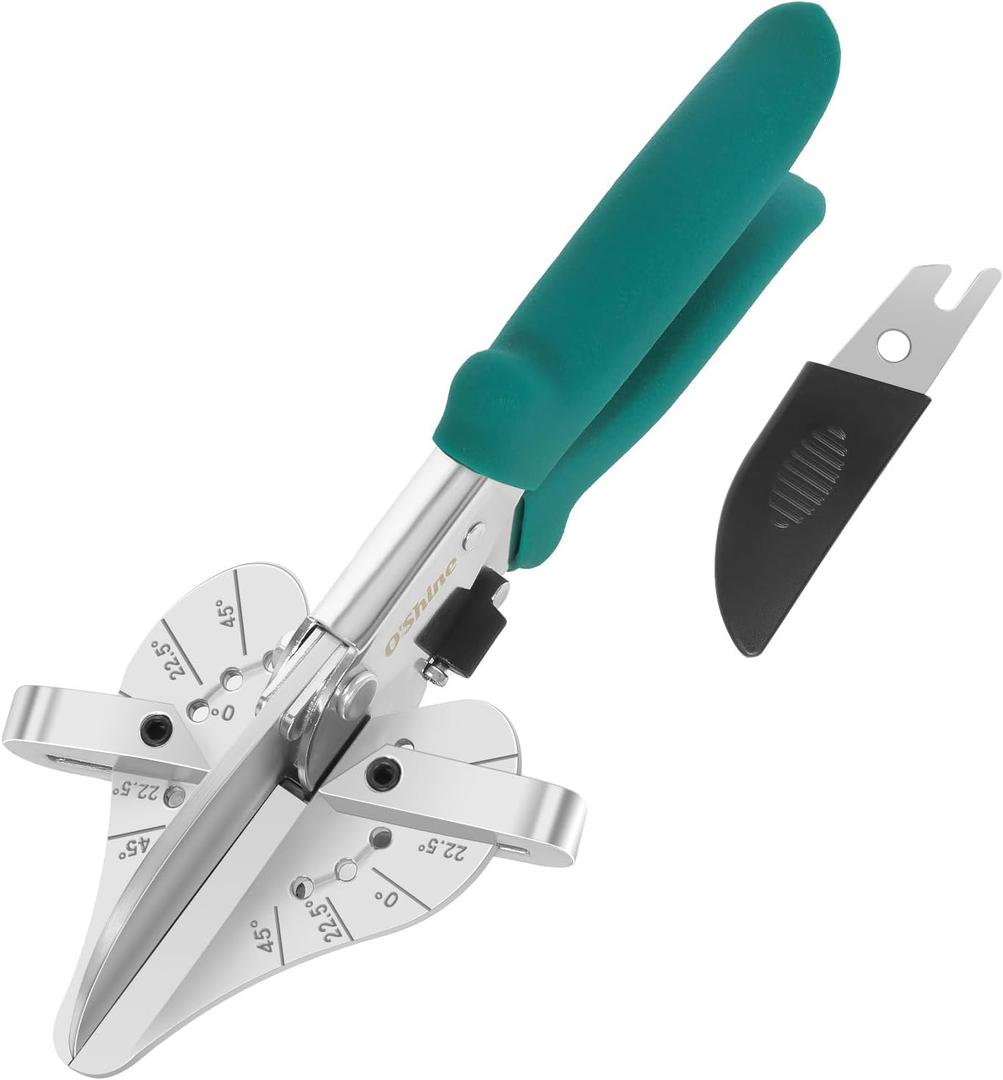 OShine 22.5 Degree Miter Shears For Angular Cutting Molding Wood Crafting, Quarter Round Cutting Tool Shoe Molding Cutters, Multi Angle Miter Shear Cutter Trim Cutter Hand Tool, w/ 1pc Extra Blade