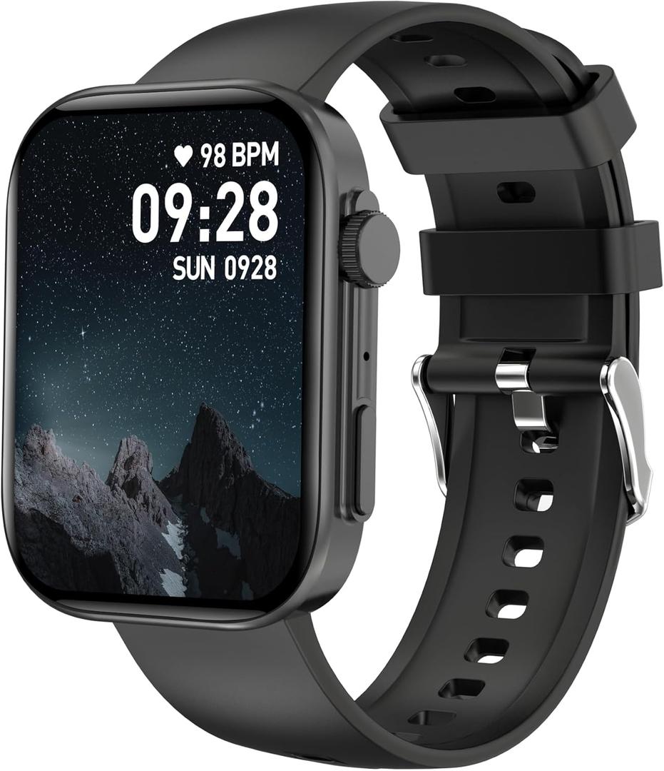 BRIBEJAT Smart Watch for Men Women (Make/Answer Call), HD 2.01'' Smartwatch IP68 Waterproof, Fitness Tracker Pedometer SpO2/Heart Rate/Sleep Monitor, Compatible with iPhone Samsung iOS Android Phone (Black)