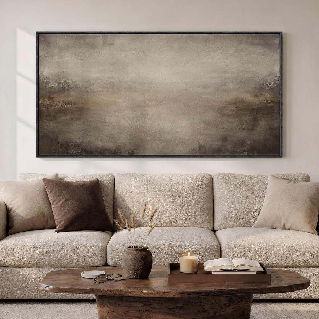 Large Framed Brown Abstract Wall Art for Living Room, Horizontal 30x60 In
Neutral rustic pictures, Canvas prints, Wood frame, Modern minimalist paintings, Wall decor for bedroom farmhouse dining room