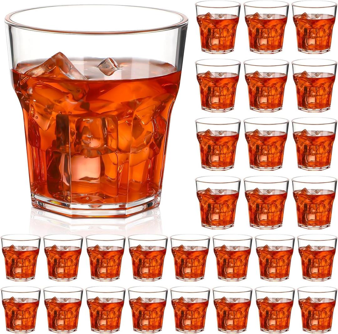 Tioncy 30 Pcs 9 oz Acrylic Whiskey Glasses Shot Glasses For liqueur Unbreakable Stackable Beer glass for Drinking Water Vodka Cocktail Beer Party Bar