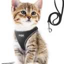 Fida Cat Harness and Leash Set for Walking Kitten and Puppy, Escape Proof Kitten Harness with Breathable Lightweight Soft Mesh, Adjustable Reflective Step-in Design for Kitten and Puppy.(XXXS, Black) (XXXS (Neck:10.2"-11.4"; Girth:11.4"-12.6"))