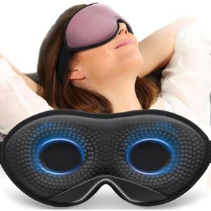 MABAO Weighted Eye Mask for Sleeping, Blackout 3D Contoured Sleep Mask with Adjustable Strap for Women Men, Memory Foam Gentle Pressure Relief Comfort Eye Cover Blindfold for Insomnia & Travel - Brown