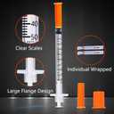 1ml/cc 31G 1/2" Jeringa, U-100 Lab Tools, Individual Wrapped 25 Pack