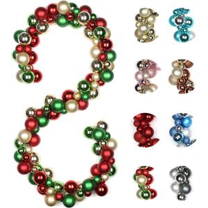 6 FEET Christmas Ball Garland Ornaments Shatterproof Xmas Hanging Balls Decorations for Home Indoor Outdoor Mantel Holiday Party Wedding Tree - Red Green Gold