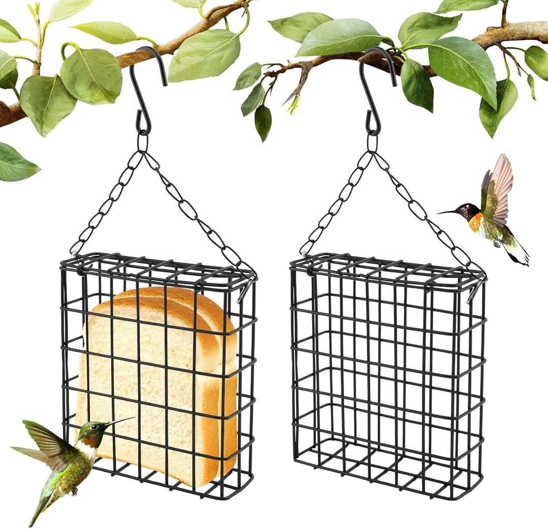 2Pcs Suet Bird Feeders, Bird Cage Feeder for Outside Hanging, Single Suet Cake Capacity(Color:Black)