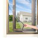 RODENET Magnetic Window Screen DIY Adjustable Window Mesh Screen Replacement Window Net Fits up to 59"x 61" White Frames with Fiberglass Mesh