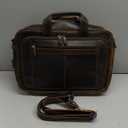 Augus Business Travel Briefcase Genuine Leather Duffel Bags for Men Laptop Bag fits 15.6 inches Laptop YKK Metal Zipper (Dark brown)