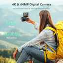 4K Digital Camera for Photography, 64MP Vlogging Camera for YouTube with 3" 180 Flip Screen, 18X Digital Zoom Point and Shoot Camara with 32GB Micro SD Card for Beginner (Black)