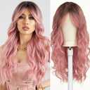 Esmee Long Wavy Pale Pink Wigs for Women Natural Synthetic Hair Heat Resistant Ombre Wig for Daily Party Cosplay Use (26 Inch (Pack of 1))