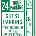 SmartSign 24 Hour Guest Parking Violators Towed At Owner's Expense Sign - 2-Pack, 12" x 18", 80 mil Thick Aluminum Composite (ACM), Pre-Drilled Holes, Green and White, Made in USA