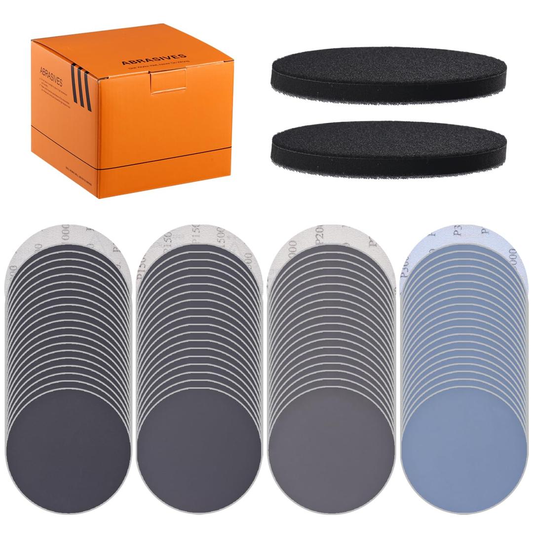 80Pcs 6 Inch Hook and Loop Sanding Discs 1000/1500/2000/3000 Grits Wet Dry Sandpaper with 2Pcs Foam Pads for Random Orbital Sander 80Pcs 6 Inch Hook and Loop Sanding Discs 1000/1500/2000/3000 Grits Wet Dry Sandpaper with 2Pcs Foam Pads for Random Orbital Sander