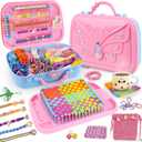6-in-1 Friendship Bracelet Making Kit,Weaving Loom Kit Toys, 500+ Pcs Craft Kits For Kids,A multi-functional Weaving loom that can be used to make Bracelet, potholder, pendants, bags, hats and scarves (pink)